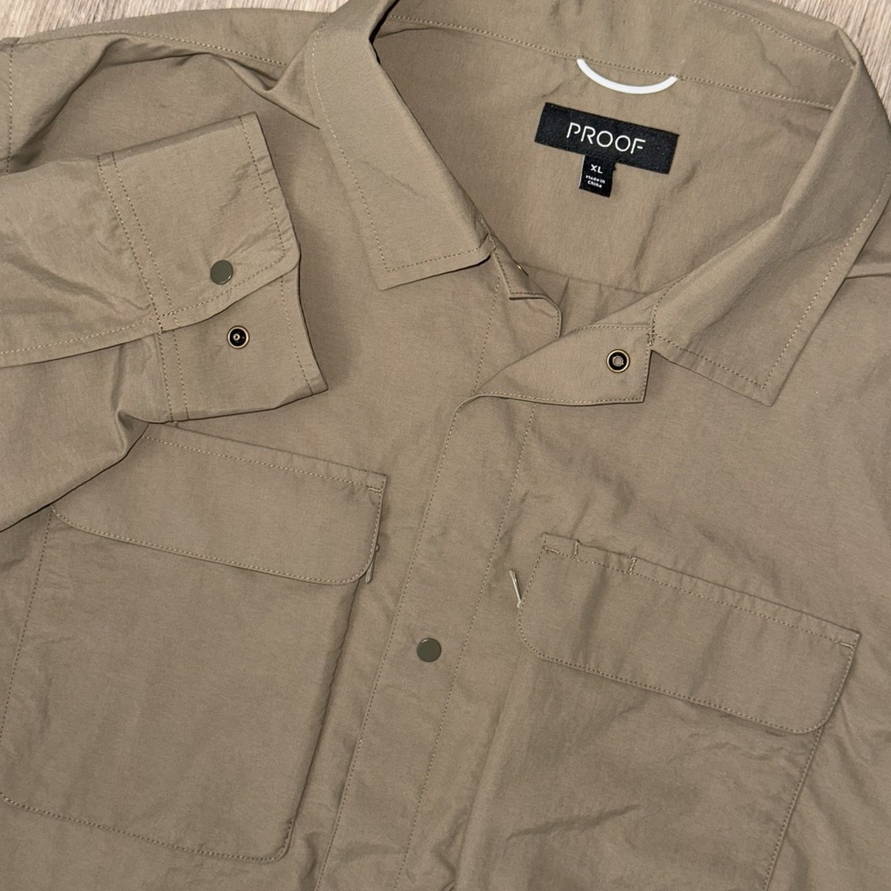 Proof Rover Jungle Shirt Men's XL Huckberry Long Sleeve Snap Tan Stretch